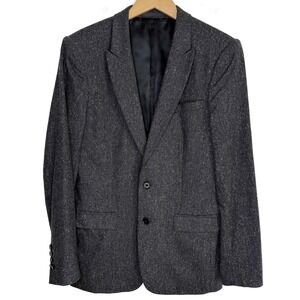 $790 Sandro Men's Size 36 (46 FR/EU) Grey‎ Speckled Wool Blend Tweed Blazer